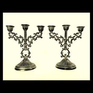 Set of  2 Vintage Pewter Candelabras